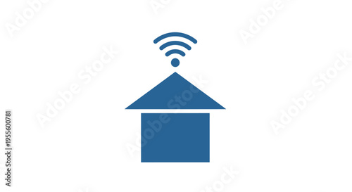 A Simple Illustration of a House with Wi-Fi Signal Symbol, Clean Design Concept