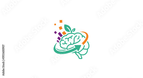 Innovative Brain Logo Depicting Growth, Intelligence, and Forward Thinking in Creative Design