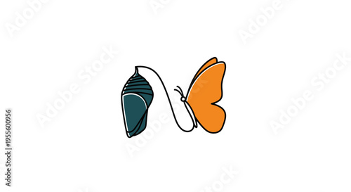 Transformation Concept: Artistic Depiction of a Butterfly Emerging from Its Chrysalis