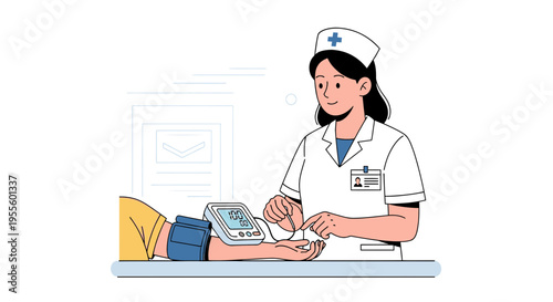 Nurse measuring blood pressure of a patient, medical check-up, healthcare concept