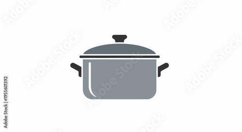 Minimalist graphic depiction of a cooking pot with a lid, suitable for culinary themes