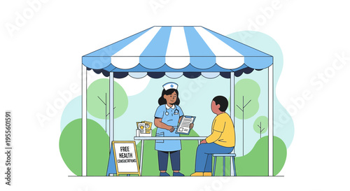 Nurse offers free health checkup at outdoor community event