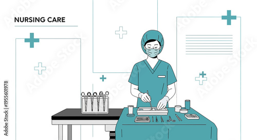 Nurse preparing surgical instruments for patient care in a modern hospital operating room