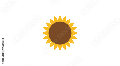 Minimalist representation of a sunflower isolated on a white backdrop illustration