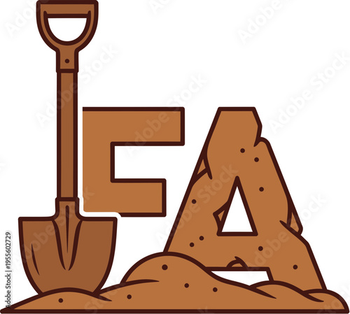 Tilled Soil Logo F as Shovel, A as Soil Mound for Groundwork