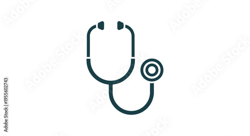 Minimalist Illustration of a Stethoscope against a Pure White Background for Healthcare