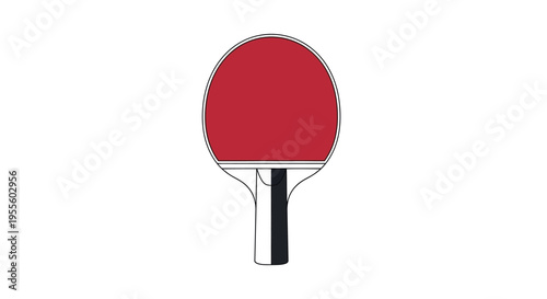 Minimalist Illustration of a Table Tennis Paddle on a Clean White Background