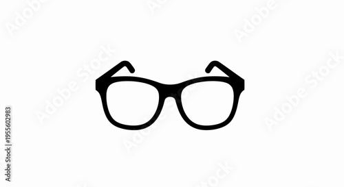 Silhouette illustration of black framed glasses, representing vision and perception, on white
