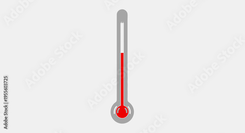 Thermometer illustration displaying rising temperature, heat level measurement on a gray background