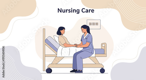 Nursing Care: Nurse Comforting Patient in Hospital Bed