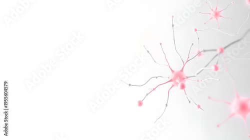 Abstract background with a neural network and neurons Neon gradient style, light grey color, white background