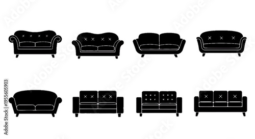 Vector illustration of set of various sofa icons