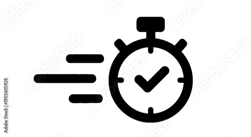 Vector illustration of fast stopwatch icon with check mark symbol