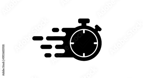 Vector illustration of fast time icon, stopwatch with motion lines and check mark symbol