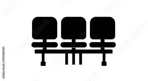 Vector illustration of row of three waiting room chairs icon