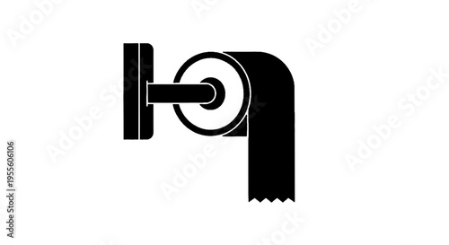 Vector illustration of toilet paper roll icon on wall holder