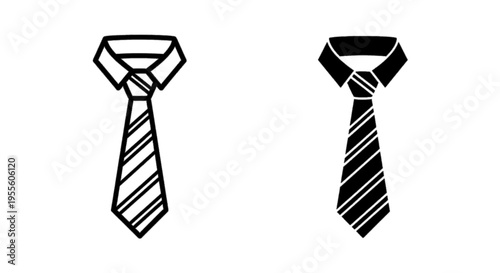 Vector illustration of set of necktie icons, business formal wear symbols