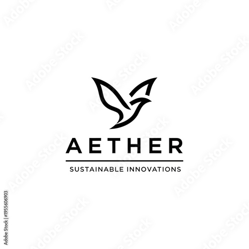 Aether Sustainable Innovations Minimalist Bird Logo Design
