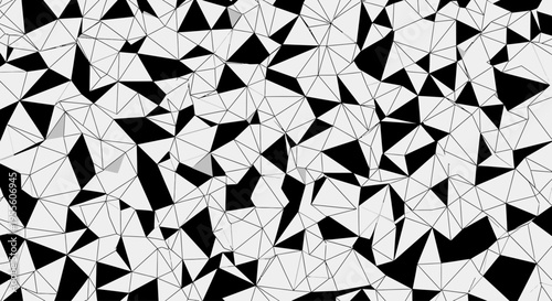 Abstract Geometric Triangle Pattern with Black and White Low Poly Mesh