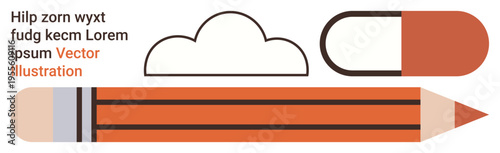 Education, medication, creativity, minimalism, art, and design concept. A stylized pencil, pill-thumbs up shape cloud and placeholder text. Education and medication in a clean layout