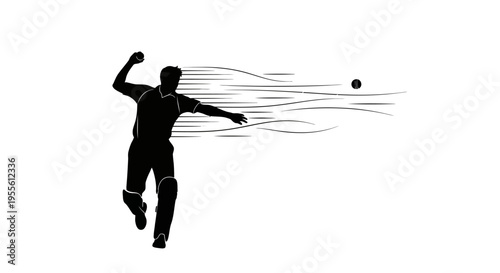 Cricket player throwing ball silhouette illustration