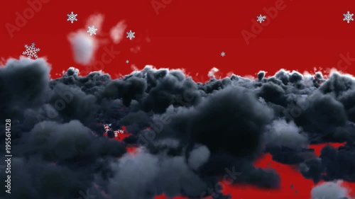 Animated storm with Christmas sign and festive lights on green screen.