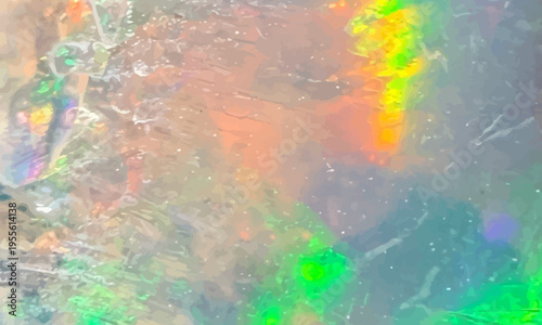 抽象的な暖色系オパール・ジュエリー風テクスチャ背景、幻想的なホログラフィック・ベクター素材