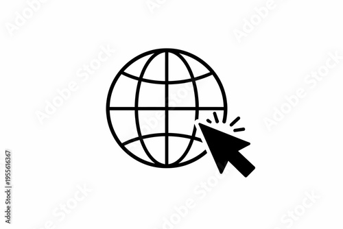 Globe icon with cursor click