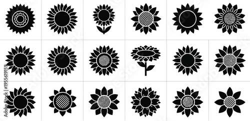 Black and white sunflower in grid layout sunflowers flowers floral