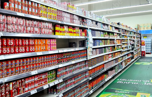 View shelf of product for customer shopping in supermarket