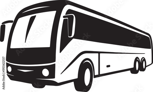 Silhouette of a modern tour bus on white background