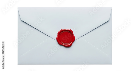 Light blue envelope with a red wax seal on white background
