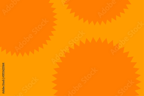オレンジ色の放射ギザギザ模様が並ぶポップな抽象背景パターン素材