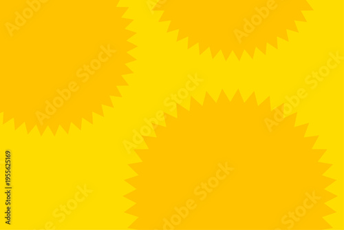 黄色の放射ギザギザ模様が並ぶポップな抽象背景パターン素材