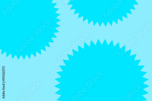 水色の放射ギザギザ模様が並ぶポップな抽象背景パターン素材