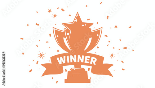Orange winner trophy graphic design element.