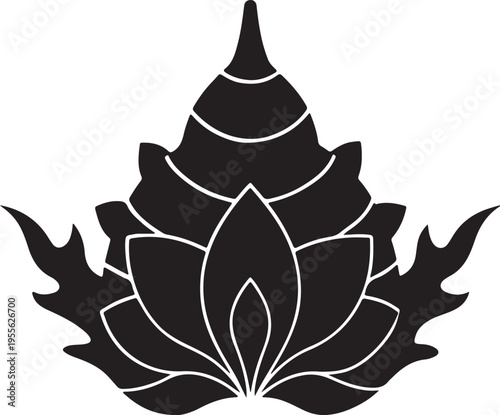 Symmetrical floral emblem silhouette vector image