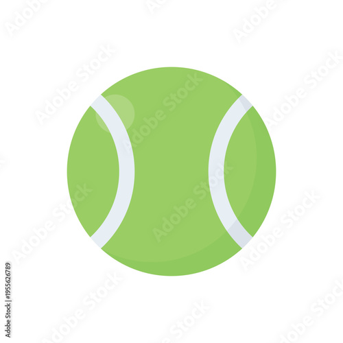 Green tennis ball vector illustration featuring a round sport sphere icon with a yellow leaf design for ecology and nature competition games