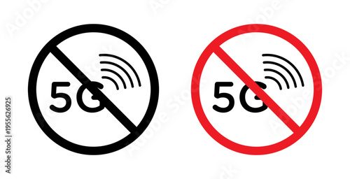 No 5G sign set. vector illustrational sign set. vector illustration