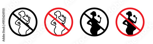 No alcohol during pregnancy period sign set. vector illustration
