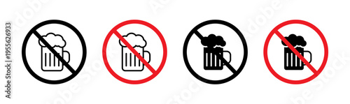 No alcohol sign set. vector illustration