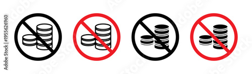 No cash sign set. vector illustration
