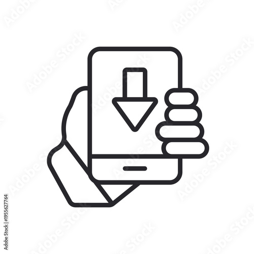 mobile download icons outline and Flat Style,transparent background