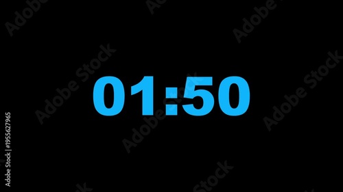 Two minutes countdown icon animation timer on black background. 4k video