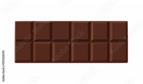 Elegant dark chocolate bar vector illustration with detailed texture minimal sweet treat isolated on white