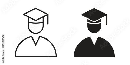 Student icon concept. Silhouette, glyph symbol. Isolated design.