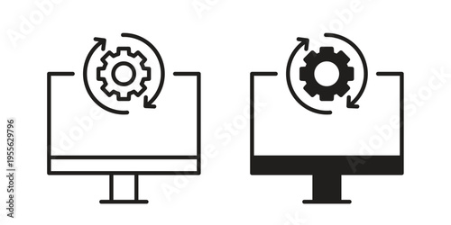System update icon concept. Silhouette, glyph symbol. Isolated design.