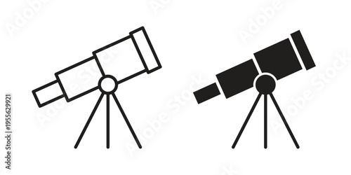 Telescope icon concept. Silhouette, glyph symbol. Isolated design.