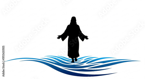 Jesus Christ Silhouette Walking on Water