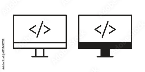 Web development icon concept. Silhouette, glyph symbol. Isolated design.